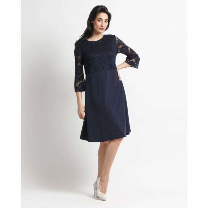 AJKL DRESS WITH LACE BODICE