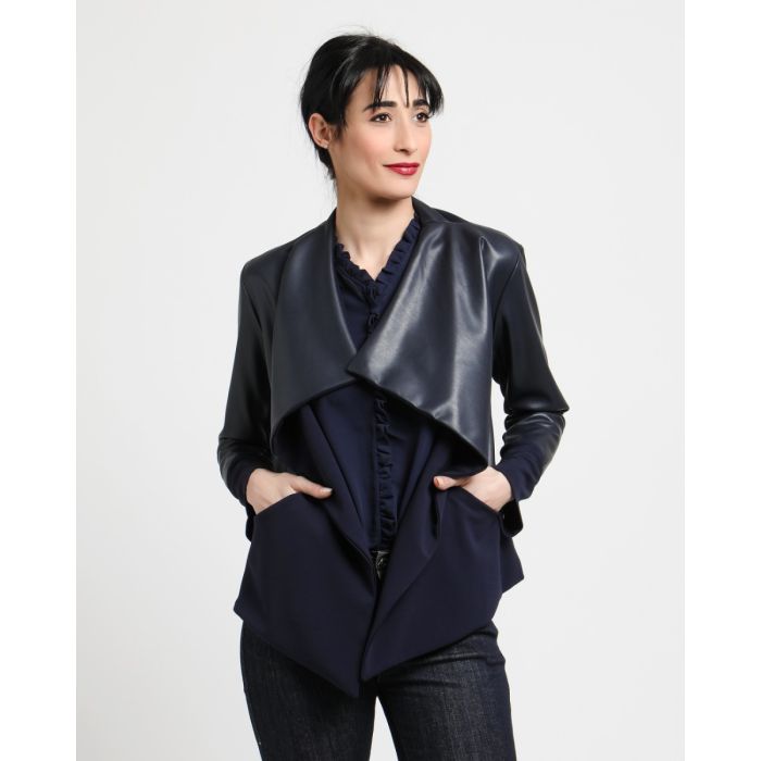 AJKL BLAZER WITH LEATHERETTE INSERTS