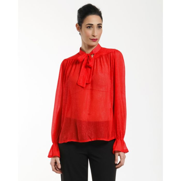 AJKL BLOUSE WITH BOW AND GEORGETTE LUREX