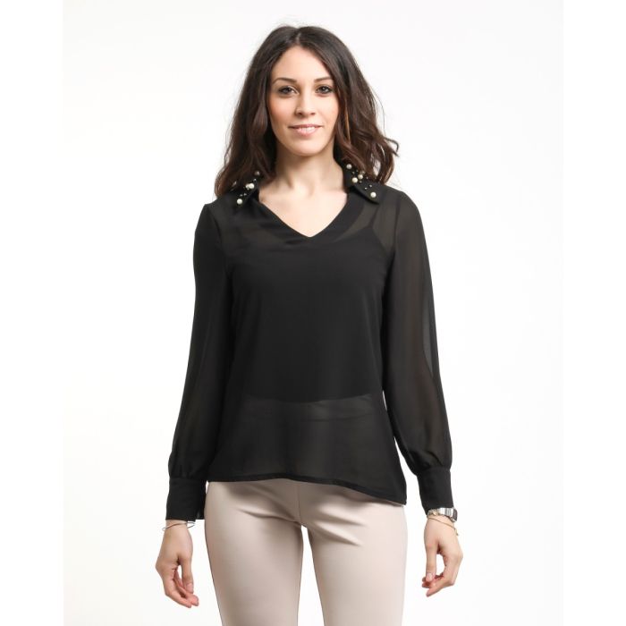 AJKL GEORGETTE BLOUSE WITH PEARLS