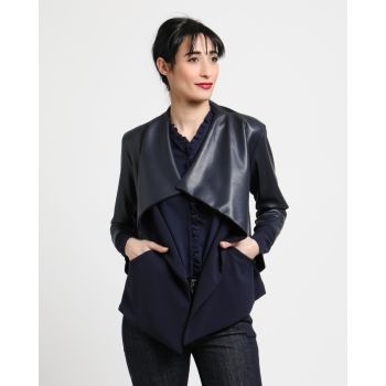 AJKL BLAZER WITH LEATHERETTE INSERTS