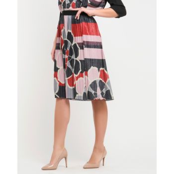 AS&C PLEATED SKIRT LUREX GEOMETRIC PRINT