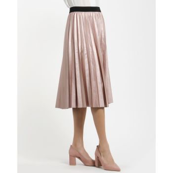 AS&C PLEATED SKIRT IN LEATHERETTE METALLIC